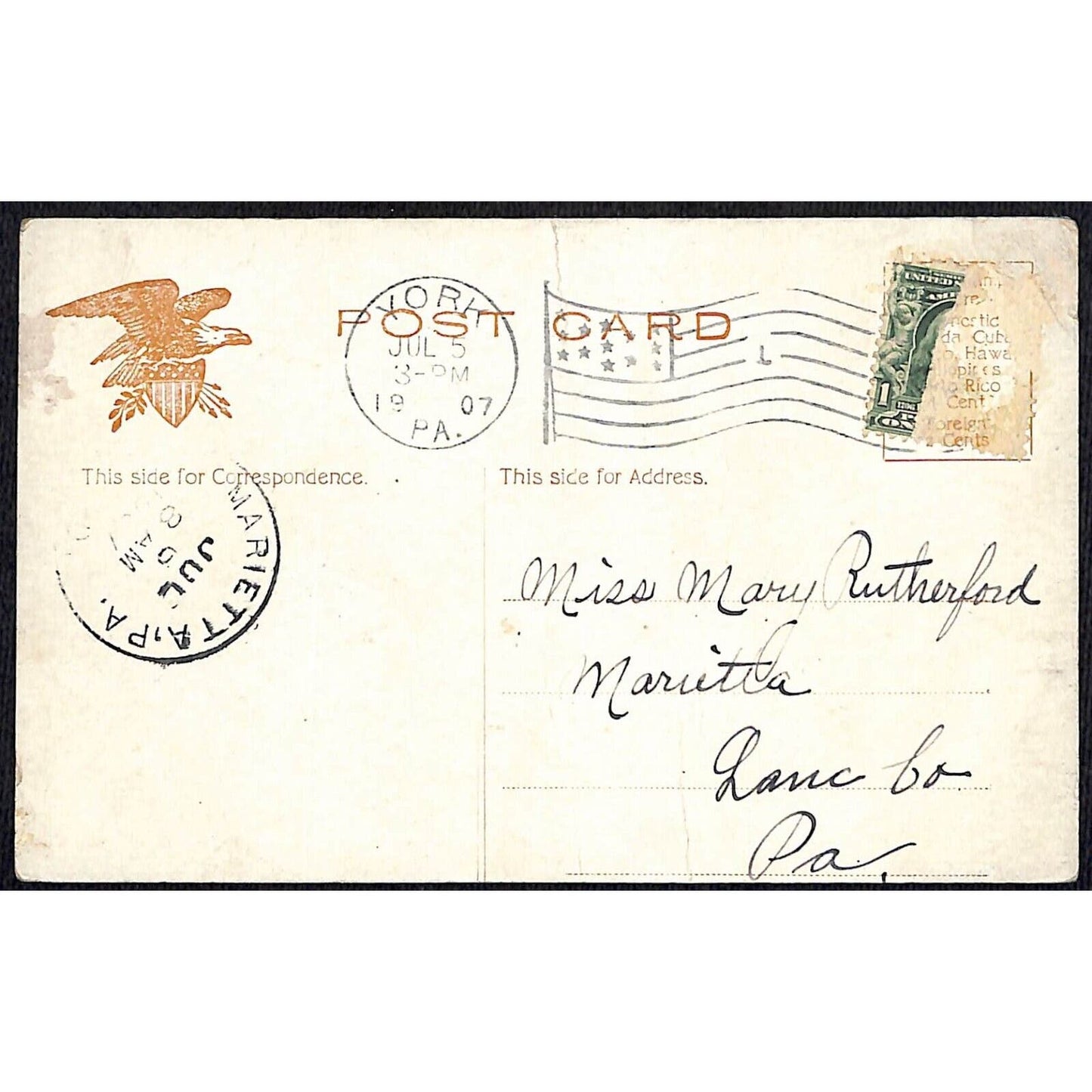 Greetings From York (PA) Large Letter Postcard PM 1907
