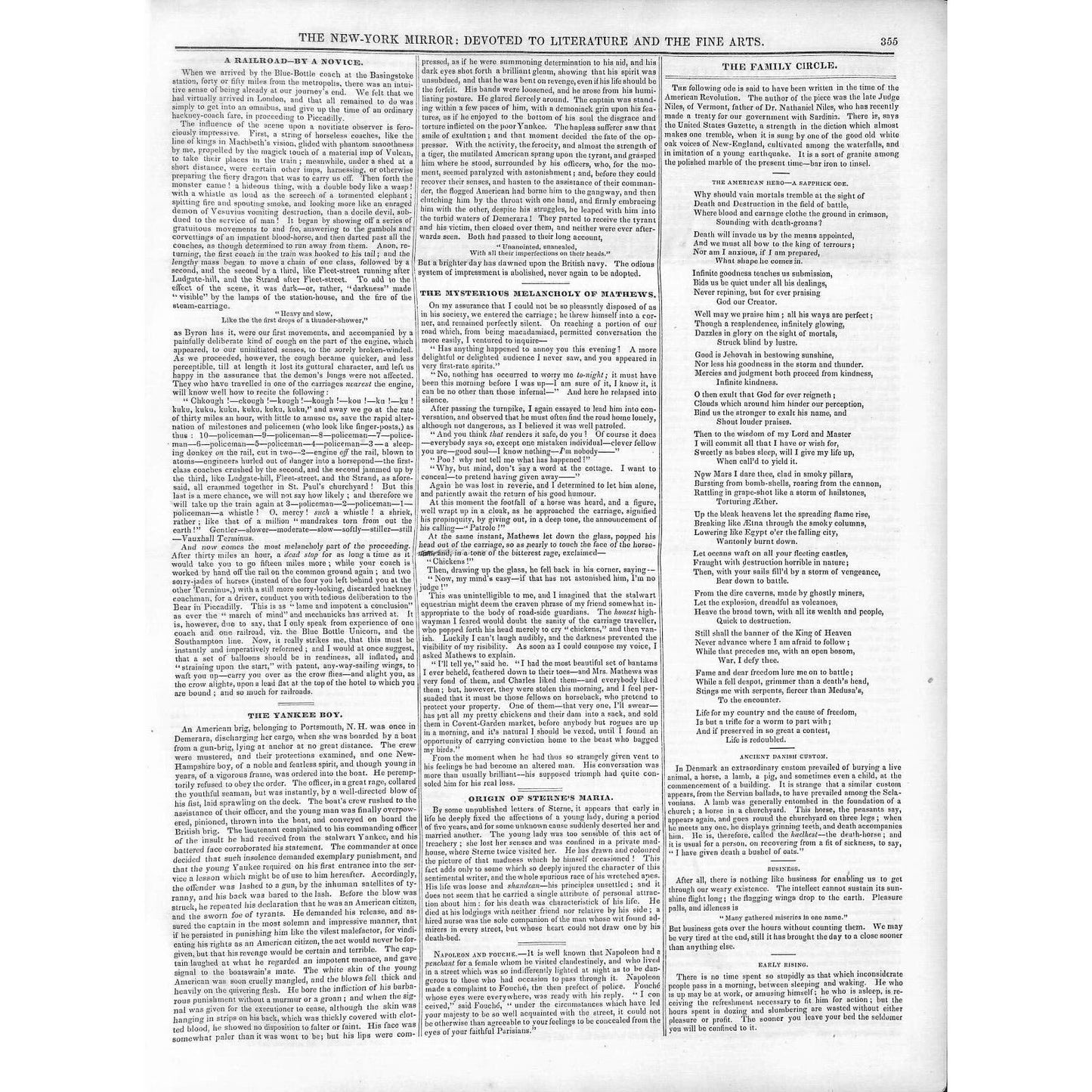 New-York Mirror Weekly Journal Literature Fine Arts Newspaper 5/4/1839
