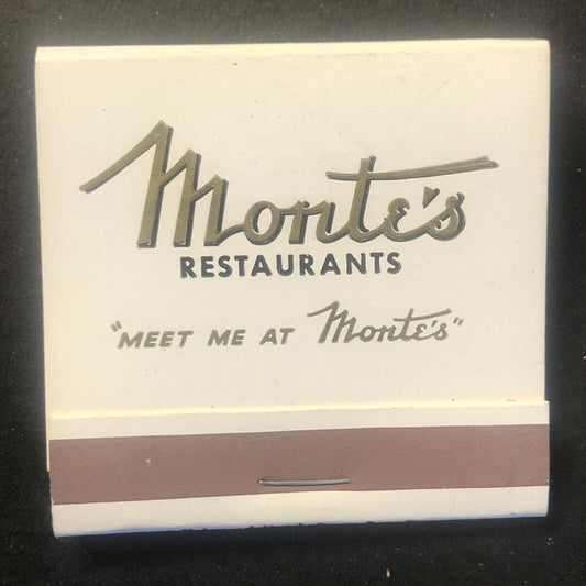 Monte's Restaurants Chicago Vintage Full Matchbook c1960's-73 Scarce