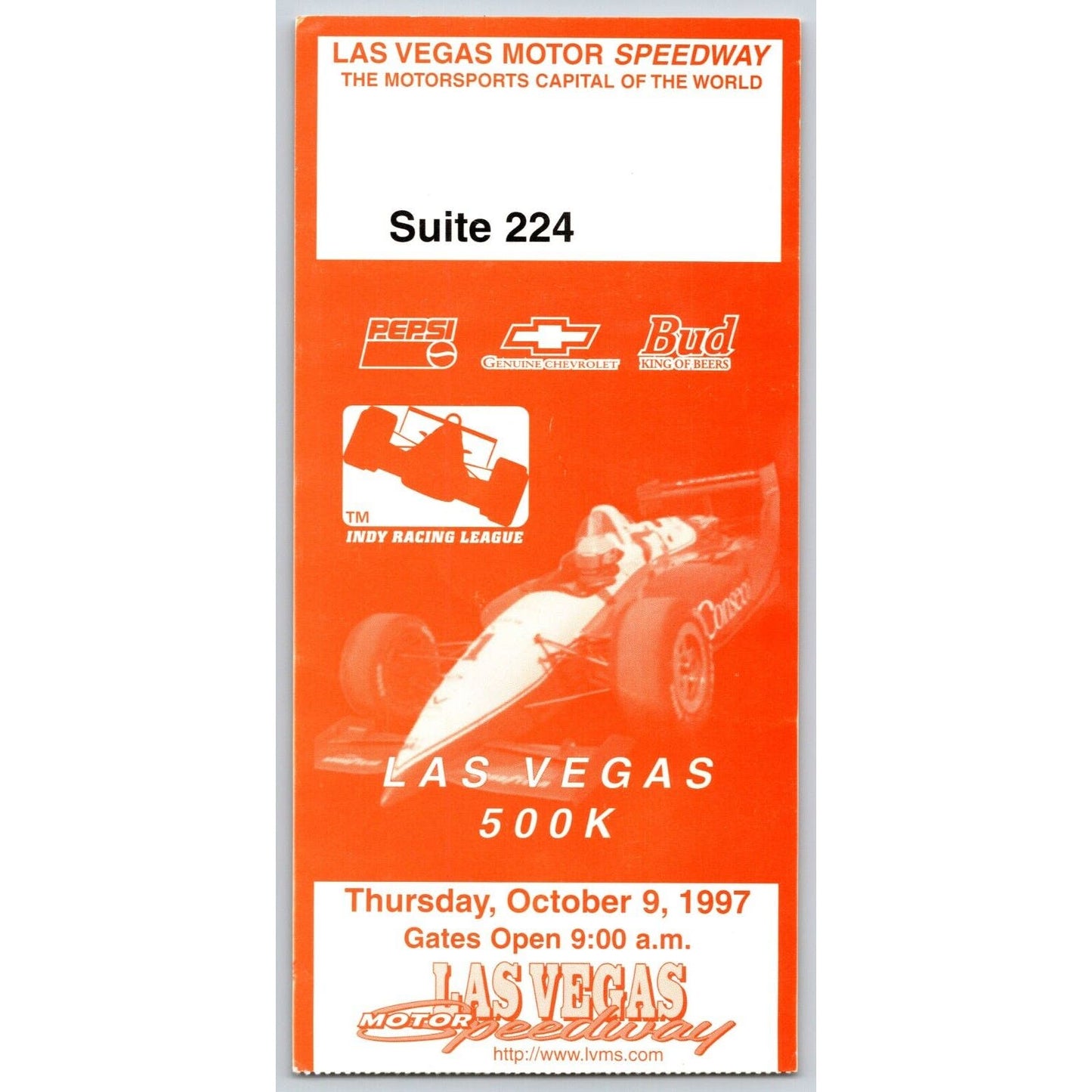 1997 Las Vegas Motor Speedway 500K Suite Ticket Stub