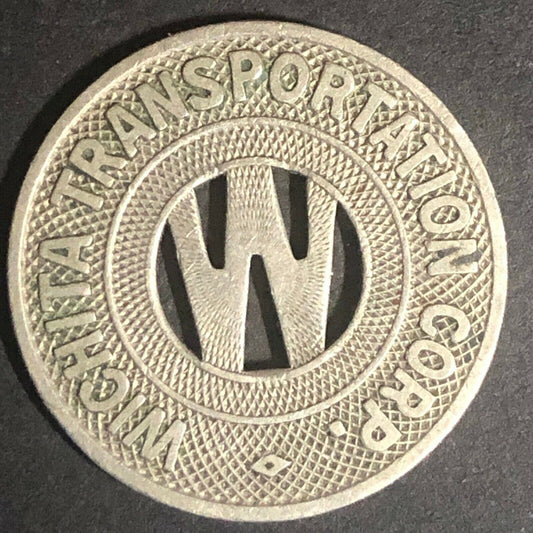 c1940's 23mm Wichita Transportation Corp. G/F One Fare Brass Transit Token - KS