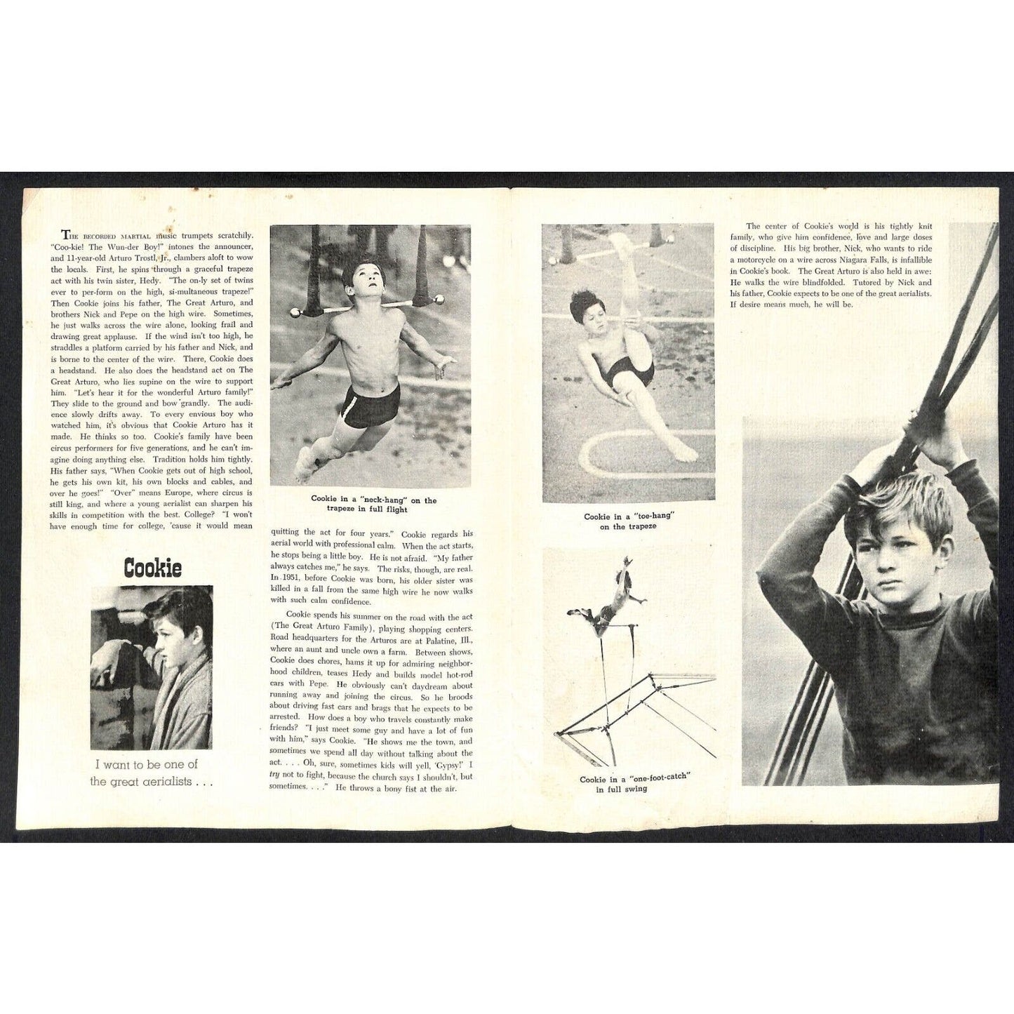 "Cookie the Wonder Boy" Circus Act Look Magazine Reprint Brochure c1965 w/ Note