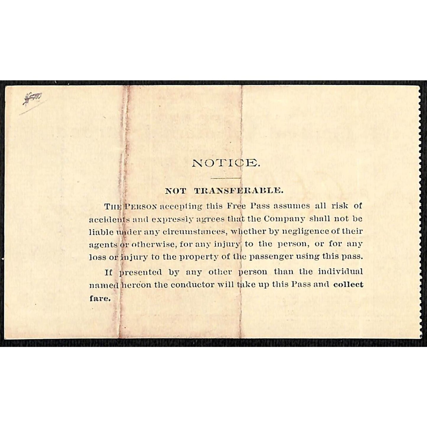 1898 Central Vermont Railroad Local Trip Pass