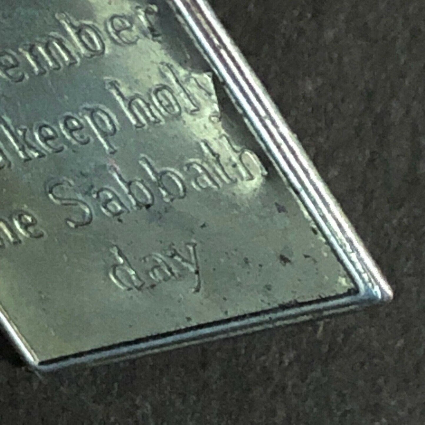 Vintage 17mm x 23mm Pendant Ten Commandments -III "..Keep Holy the Sabbath Day"