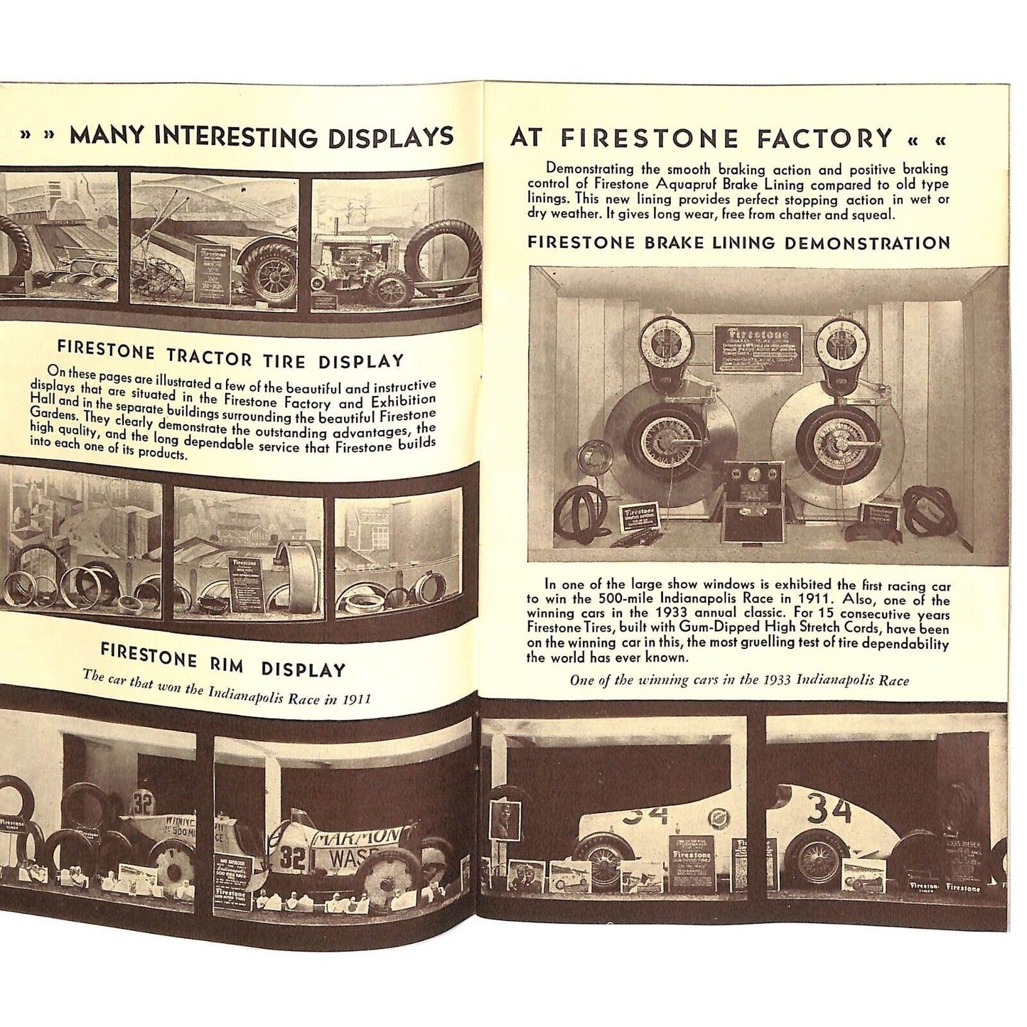 "How Firestone High Speed Tires are Made" 30pp 1934 Chicago World's Fair VGC