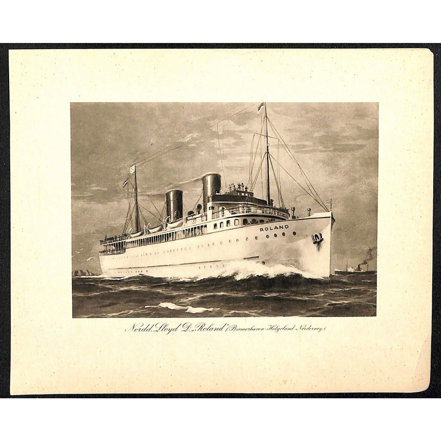 Group of 4 c1930's-40's Cruise Line Art 7" x 8 1/2" Nordd. Lloyd Roland Columbus