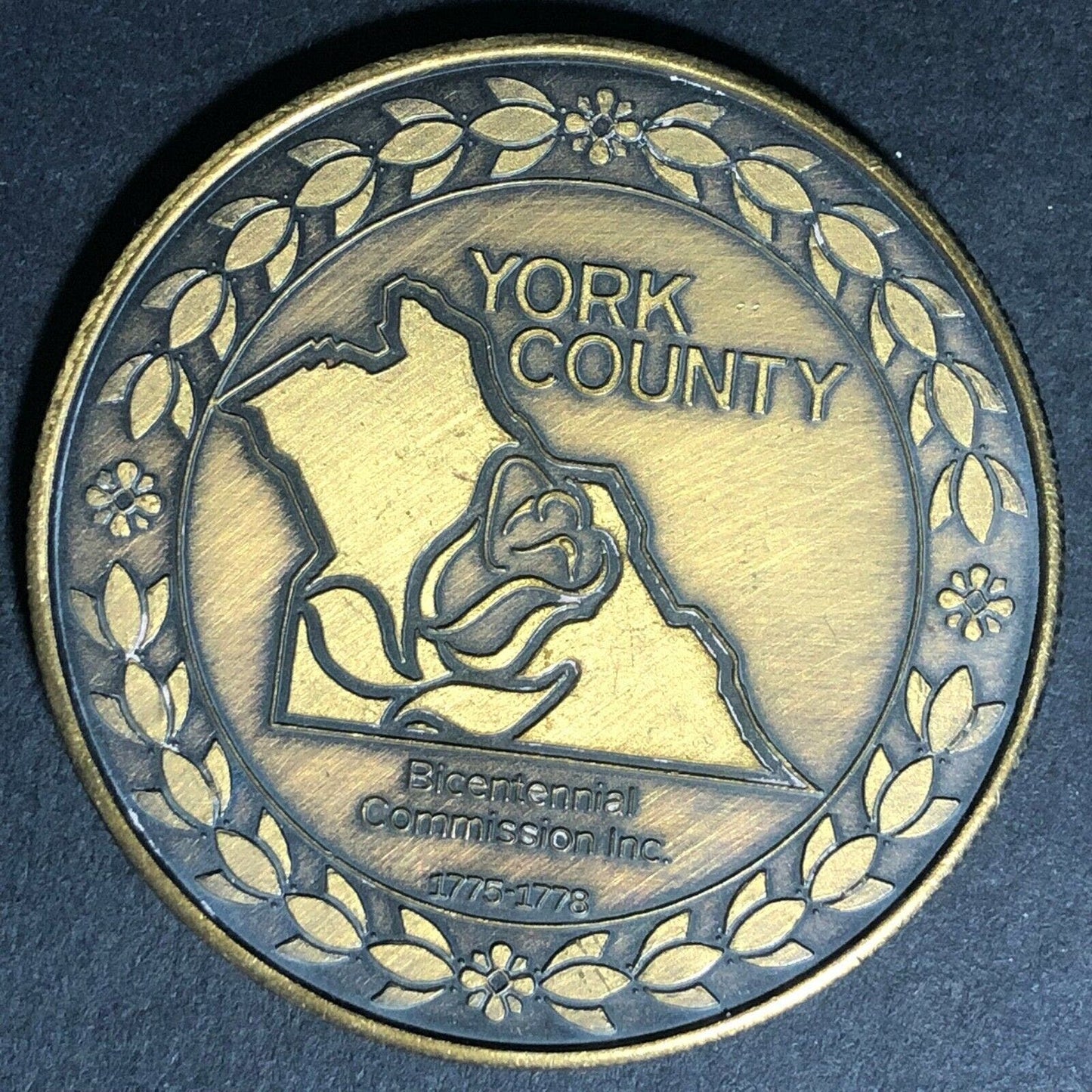 Scarce 1975 York County Bicentennial Commission Medallion Token 39mm 25gm
