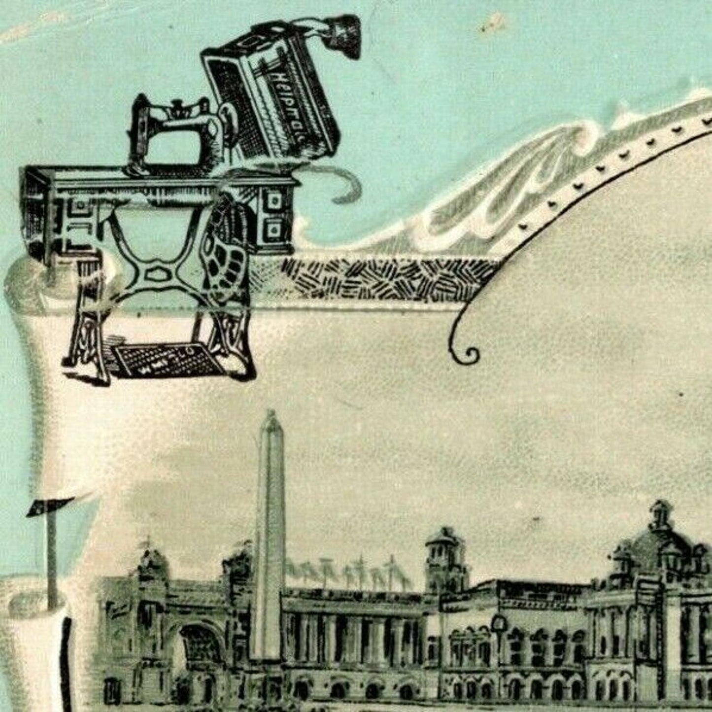Scarce 1893 Chicago World's Fair Trade Card Williams Helpmate Sewing Machine