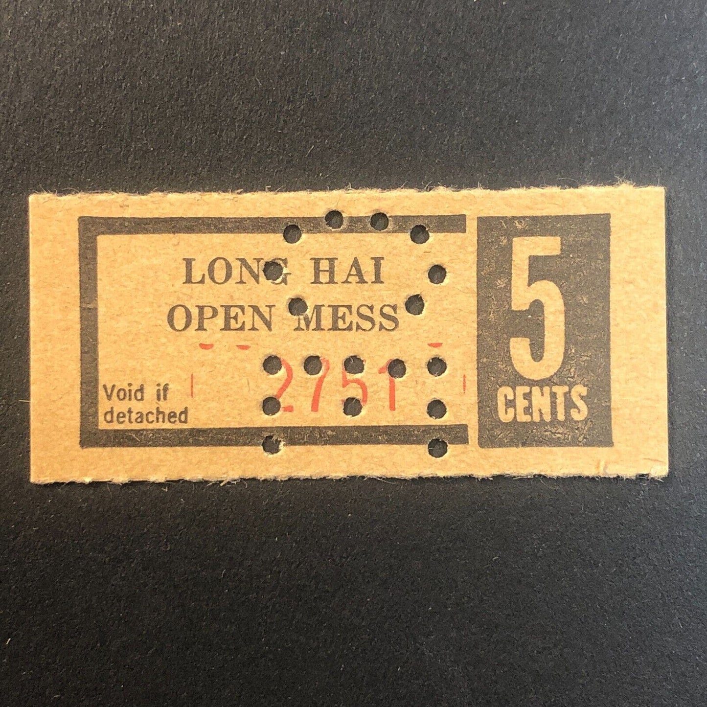 Long Hai Open Mess Vietnam Chit Trade Token U.S. Military - 5 Cents #2751