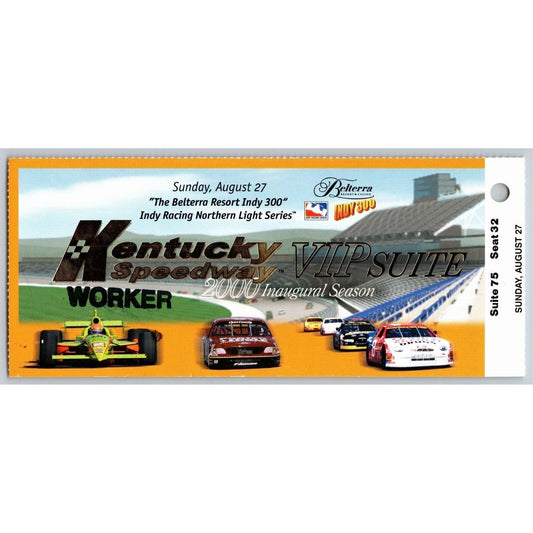 2000 Kentucky Speedway Belterra Indy 300 Unused VIP Worker Suite Ticket Seat 32