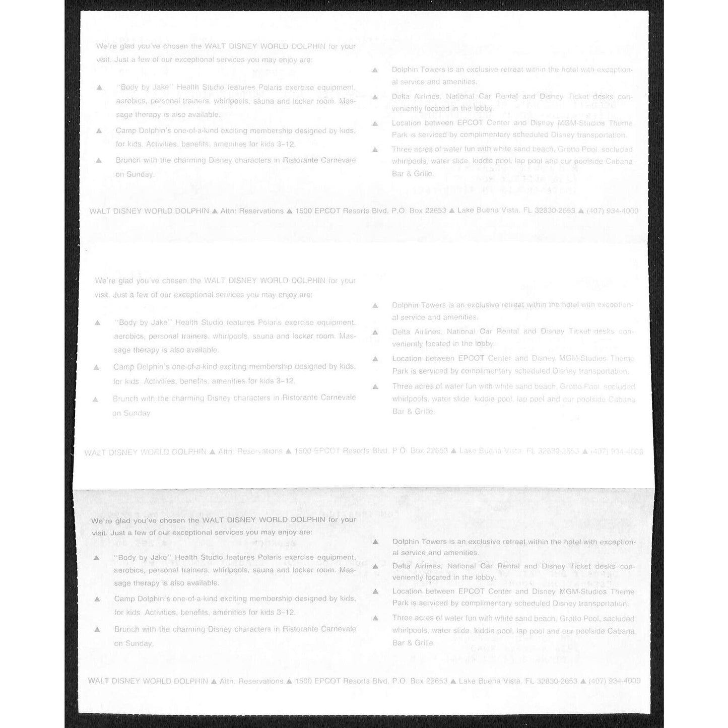 Group of Disney World Dolphin Reservation Modification Notices + Pass VGC