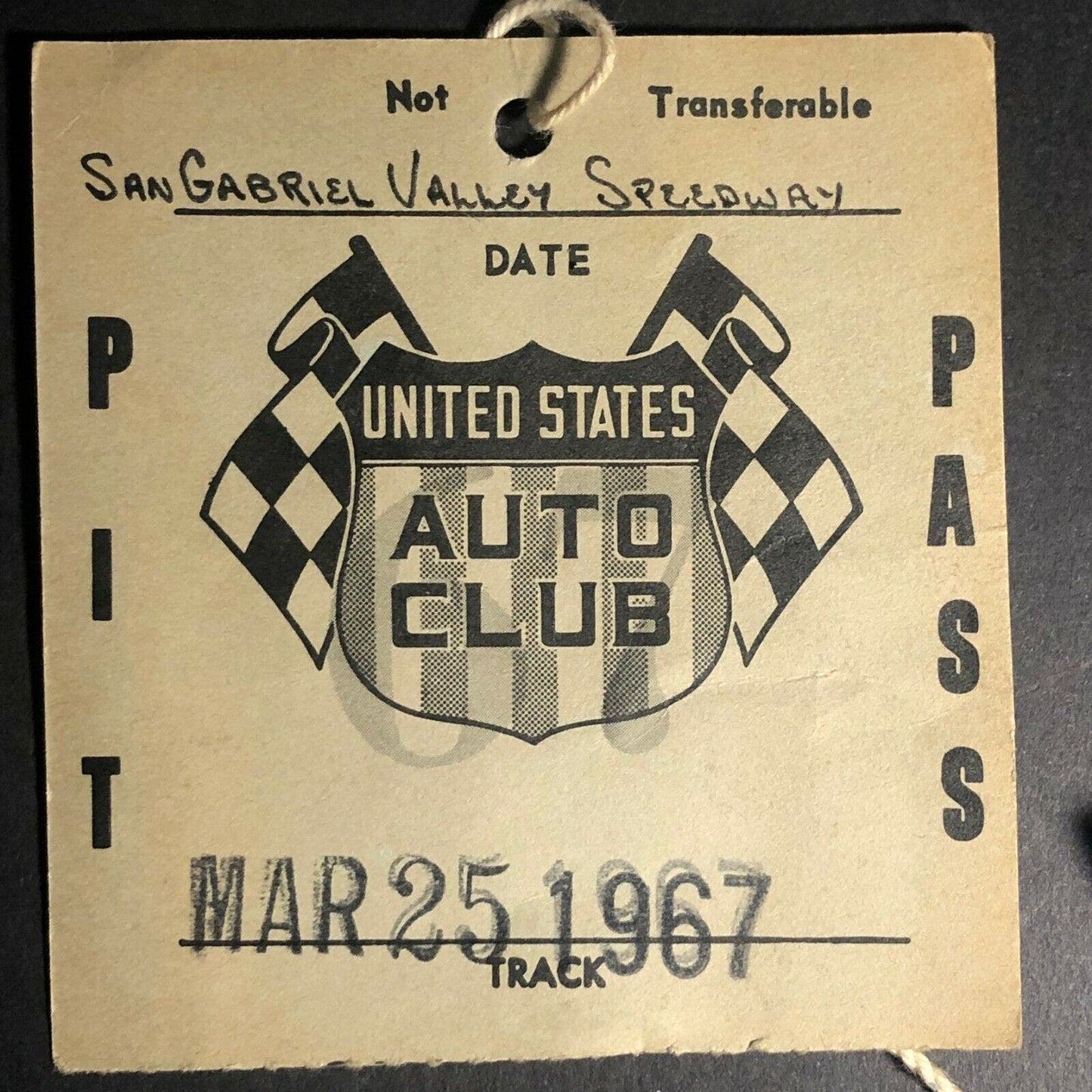 Vintage USAC Midgets San Gabriel Valley Raceway Pit Pass 1967 Jeff Sharpe Driver