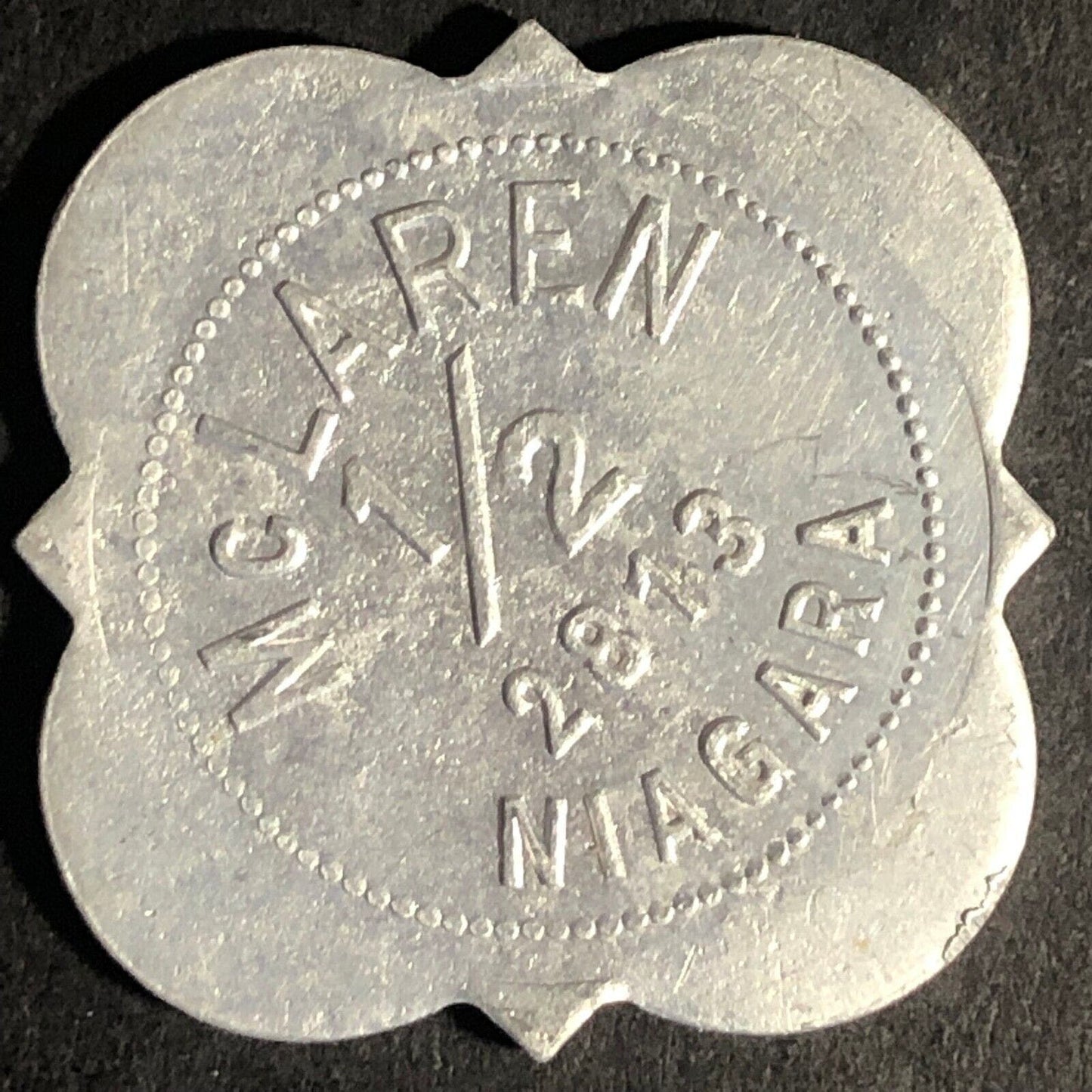 McLaren 1/2 2813 Niagara (Buffalo or Tonawanda NY?) Scalloped Alum Token 27.6mm