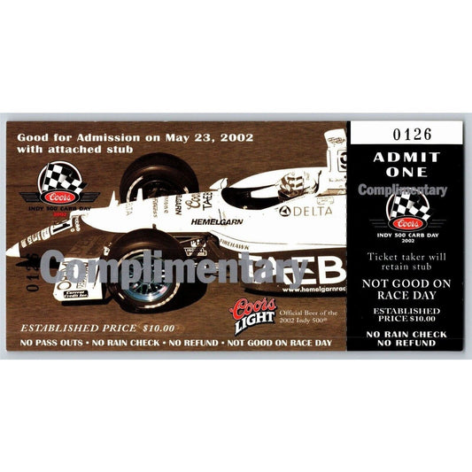 2002 Indy 500 Coors Carb Day 5/23 Comp Ticket Stub #0126