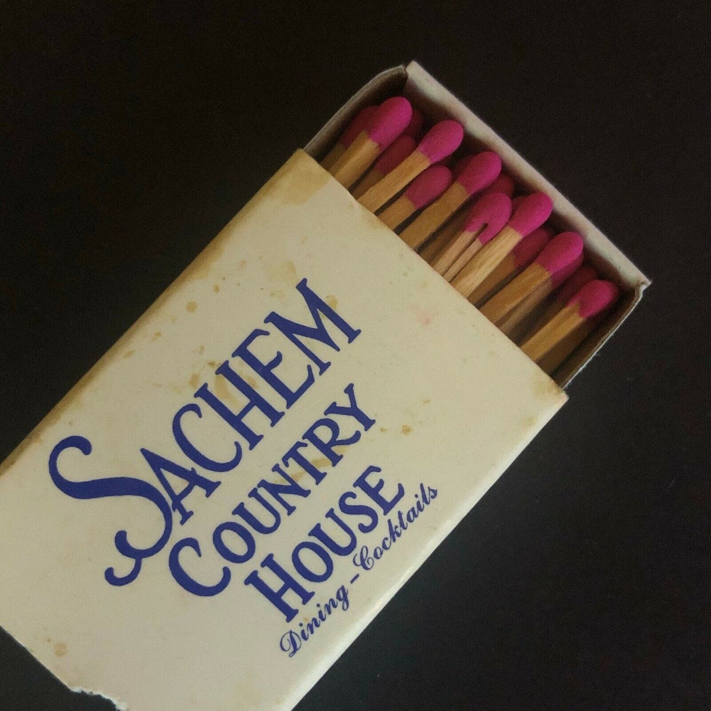 c1980's Wooden Matchbox Matchbook "Sachem Country House" Guilford, CT