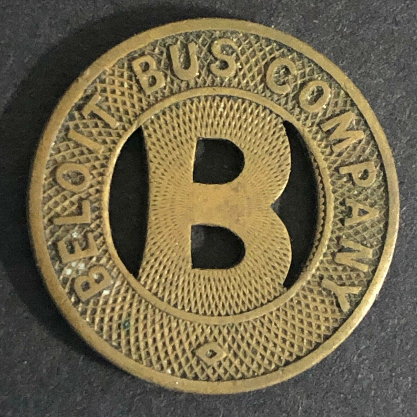 Scarce Vintage 16mm Beloit Bus Company Good For One Fare Brass Token c1944