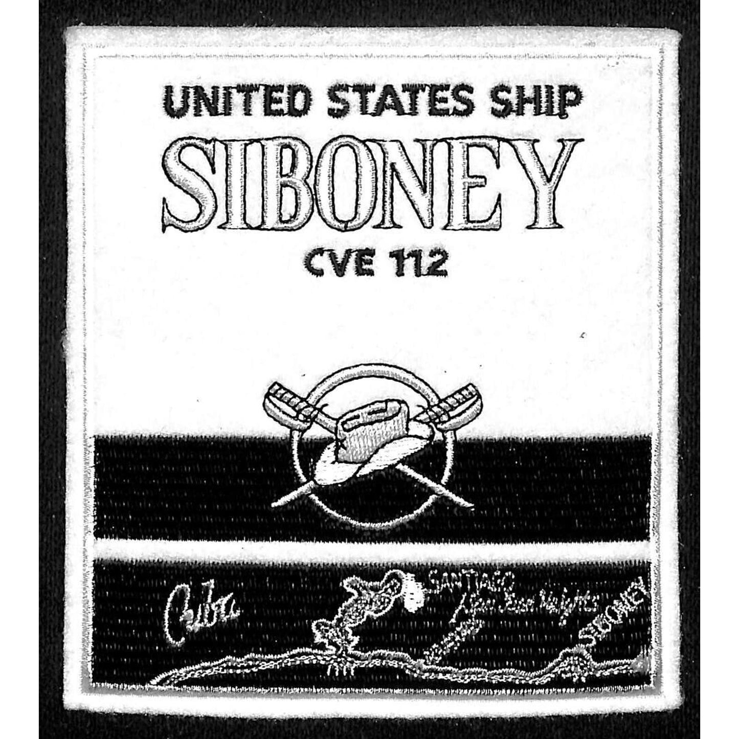 U.S.S. Siboney CVE-112 Navy Embroidered Patch 4 1/2" x 5" NOS VGC