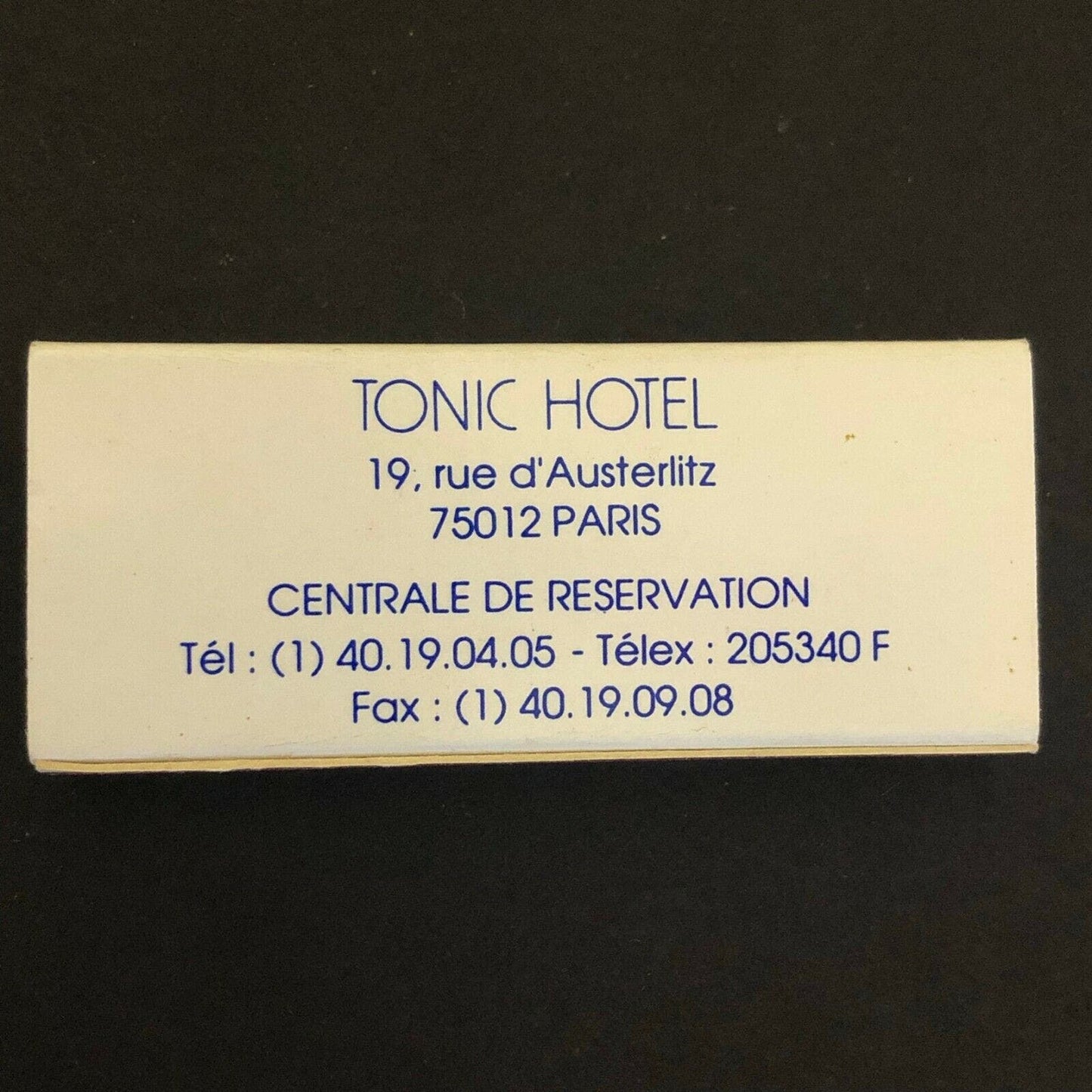 c1970's-80's Wooden Matchbox Matchbook - Tonic Hotel - Paris