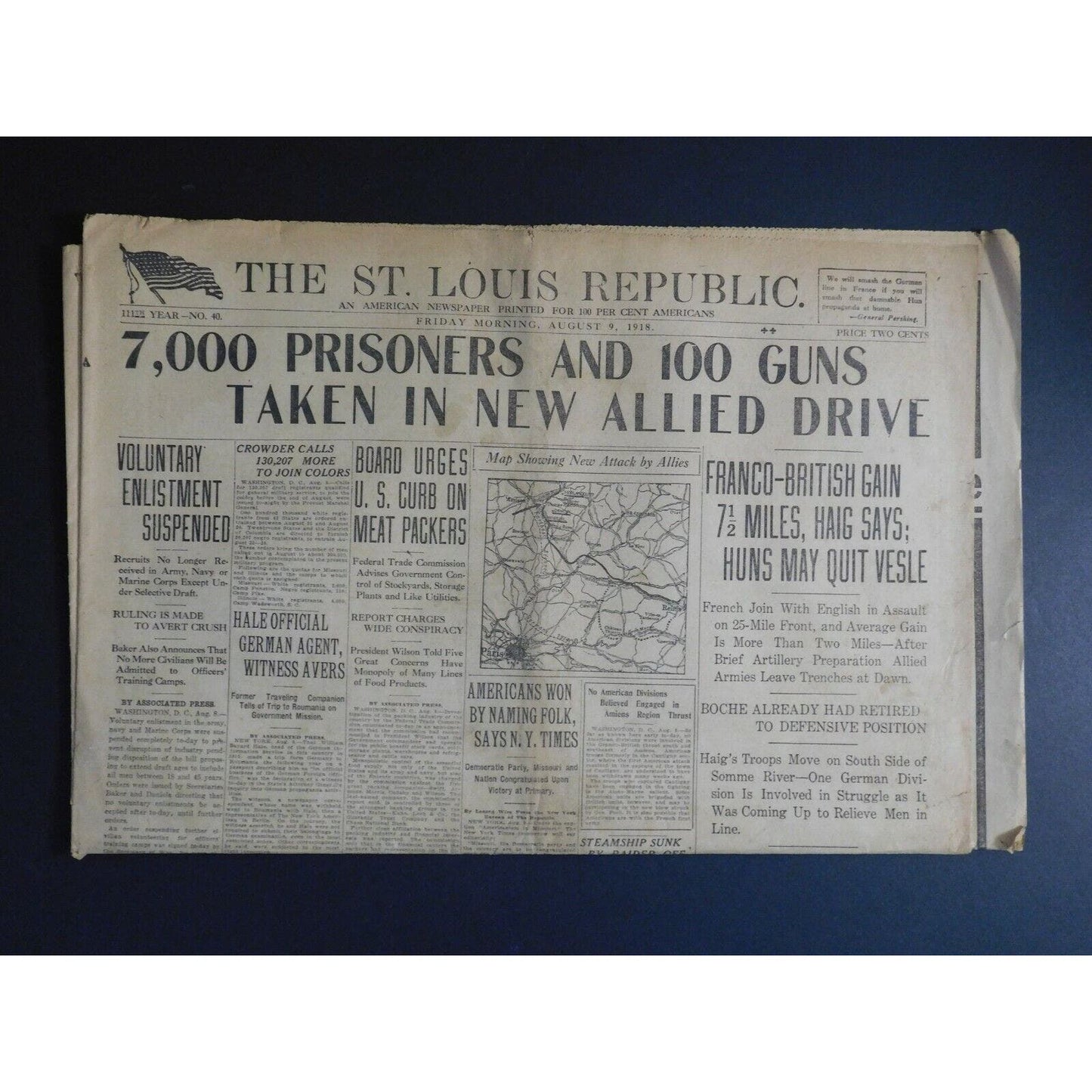 WWI Era Newspaper - The St. Louis Republic - Aug 9 1918 - 12 pgs.