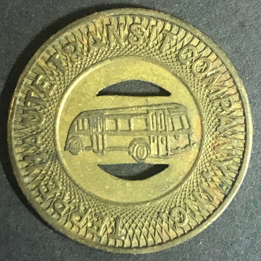 c1940's-60's 22mm Terre Haute Transit Co. Inc. Brass G/F One Fare Token Indiana