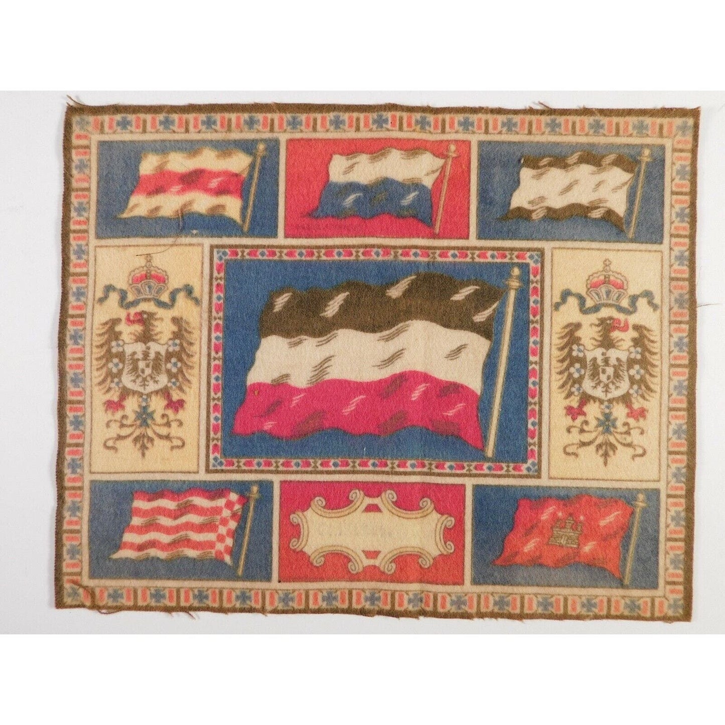 Group of 3 1910-1916 Felt Nationality Flags Rugs - Tobacco Premiums