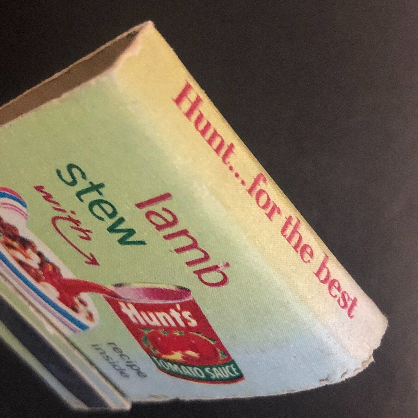 Hunt's Tomato Sauce Lamb Stew Recipe Full Matchbook c1960's