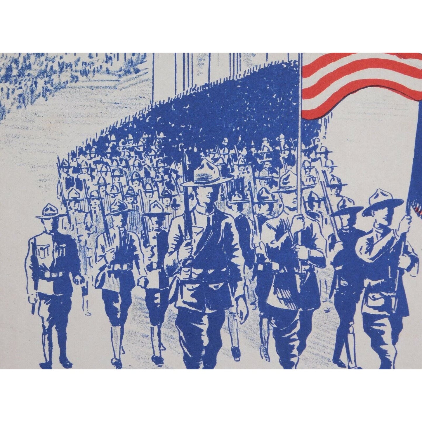 WWI Sheet Music - "When We March Into Old Berlin" Flag Red White Blue Marching