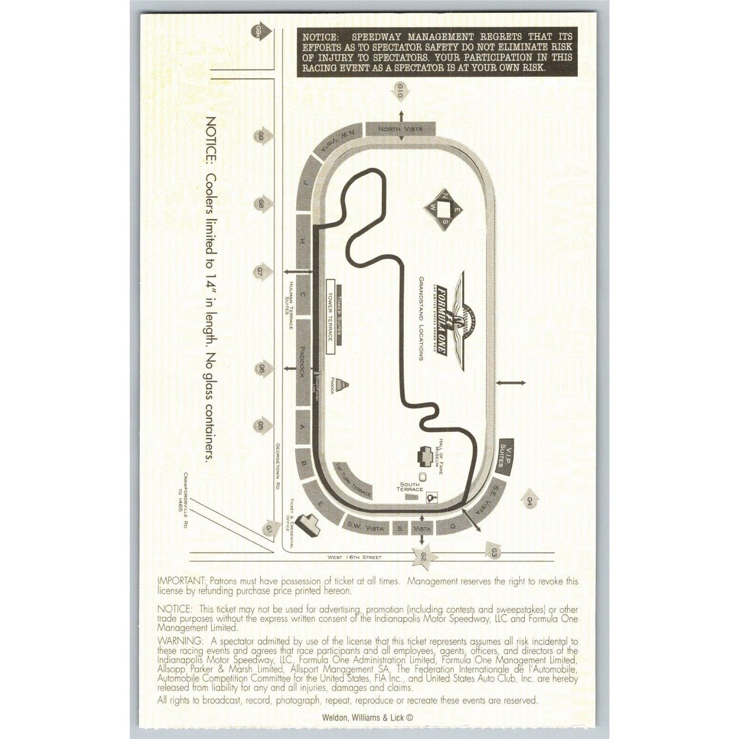 2002 Indianapolis Formula One Grand Prix Racing Ticket Stub 9/29 VGC - Seat 1