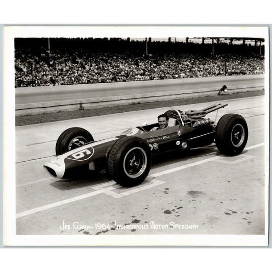 Indy 500 1964 Jim Clark Lotus Ford Glossy 8x10 B&W Original Photo - Stamped