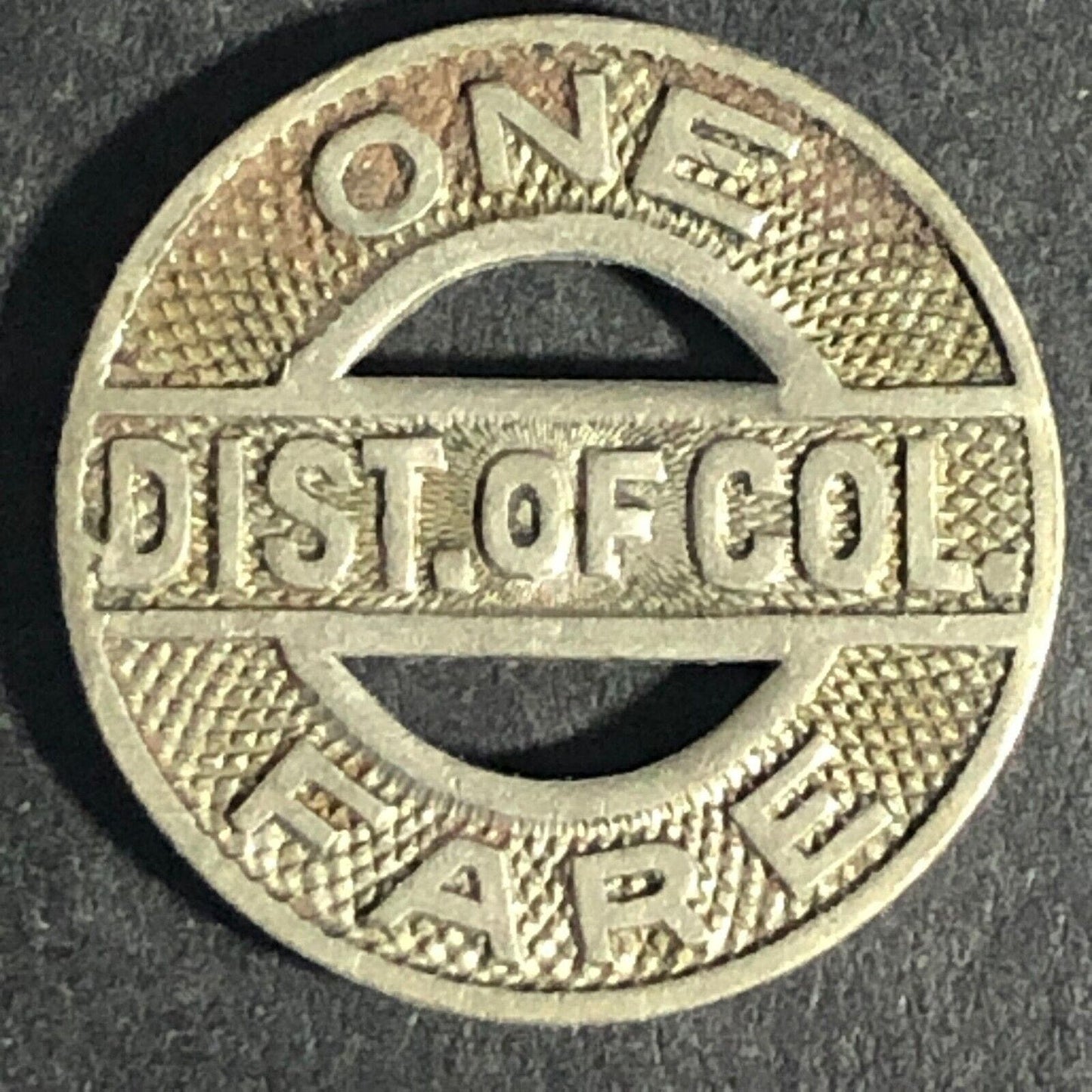 Capital Transit Dist. of Col. D. of C. One Fare WM Transit Token 16.44mm