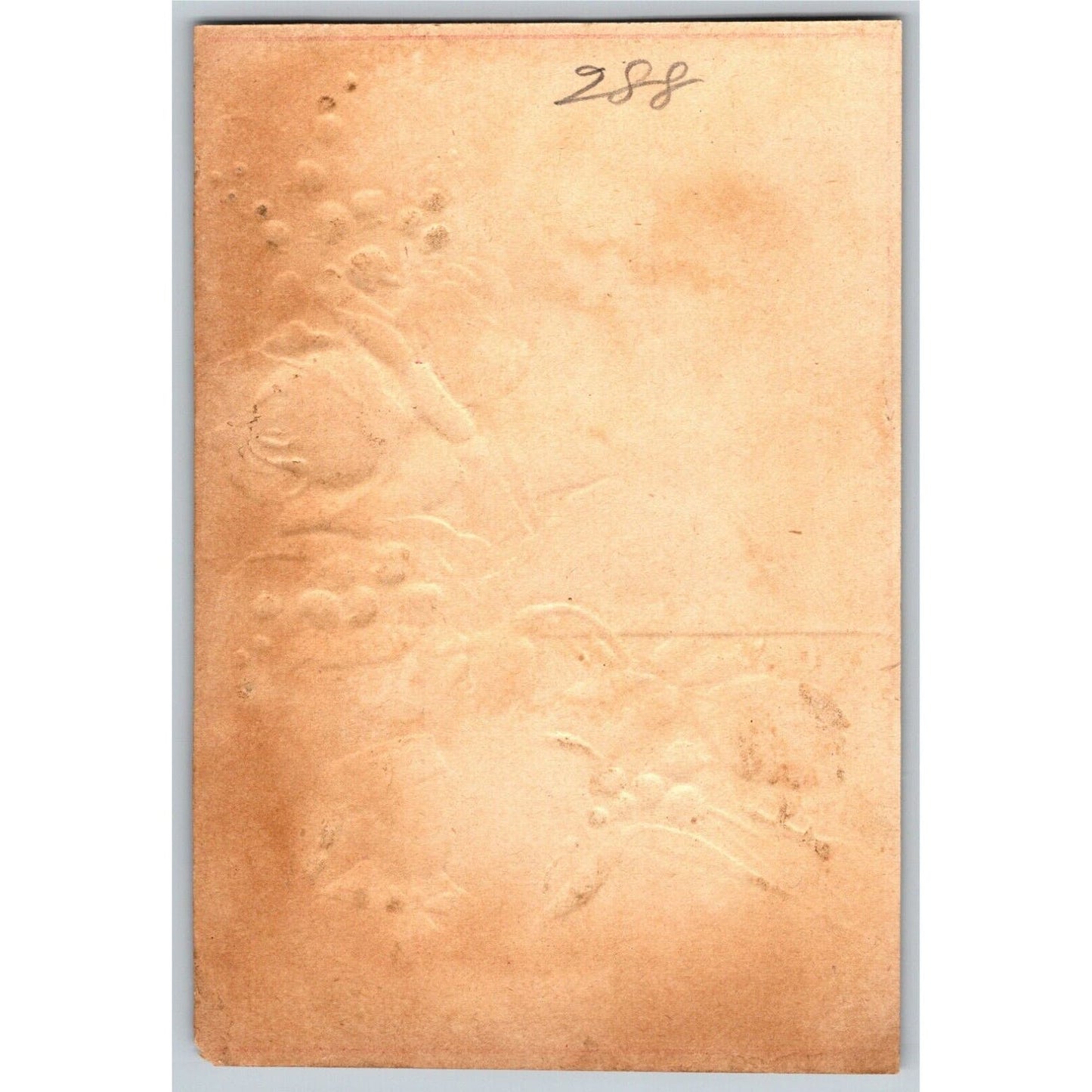 Floral Embossed Victorian Trade Card - Blank w/ no Company Name Home Scene