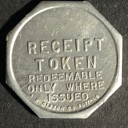 A.C. Gibson Co. 2300 Genesee St. Buffalo Alum. Receipt Token Octagon 22.59mm