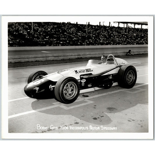 Indy 500 1964 Bobby Grim / Konstant Hot Glossy 8x10 B&W Original Photo - Stamped