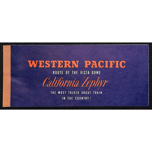 c1949-50's Western Pacific Vista-Dome Railroad Ticket Folio / Booklet Cover VGC