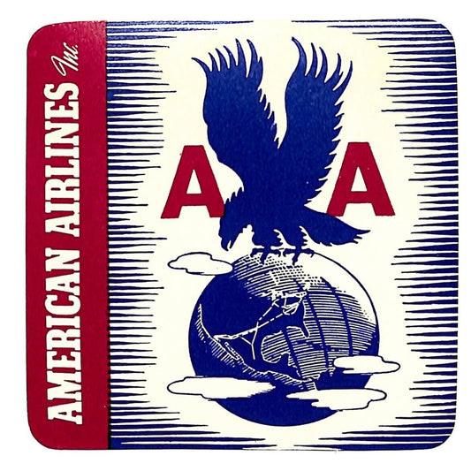 American Airlines AA Luggage Label 3 1/2" x 3 1/2" Eagle Globe