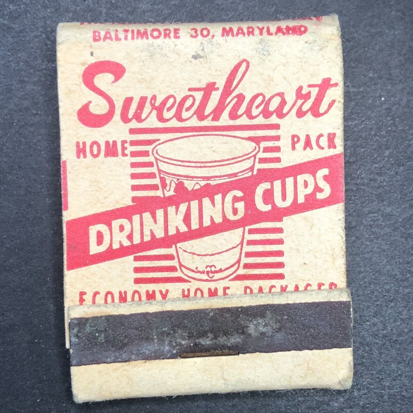Sweetheart Drinking Cups Mostly Full (-3) Matchbook c1950's Scarce VGC