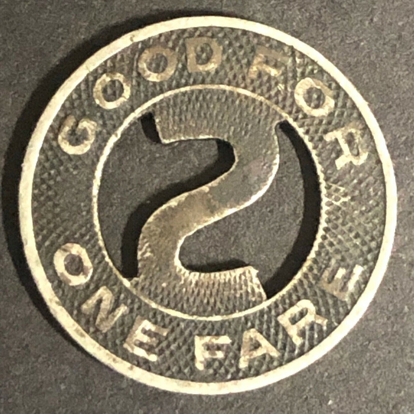 c1942 16mm Sioux City Service Co. G/F One Fare Brass Transit Token - Iowa