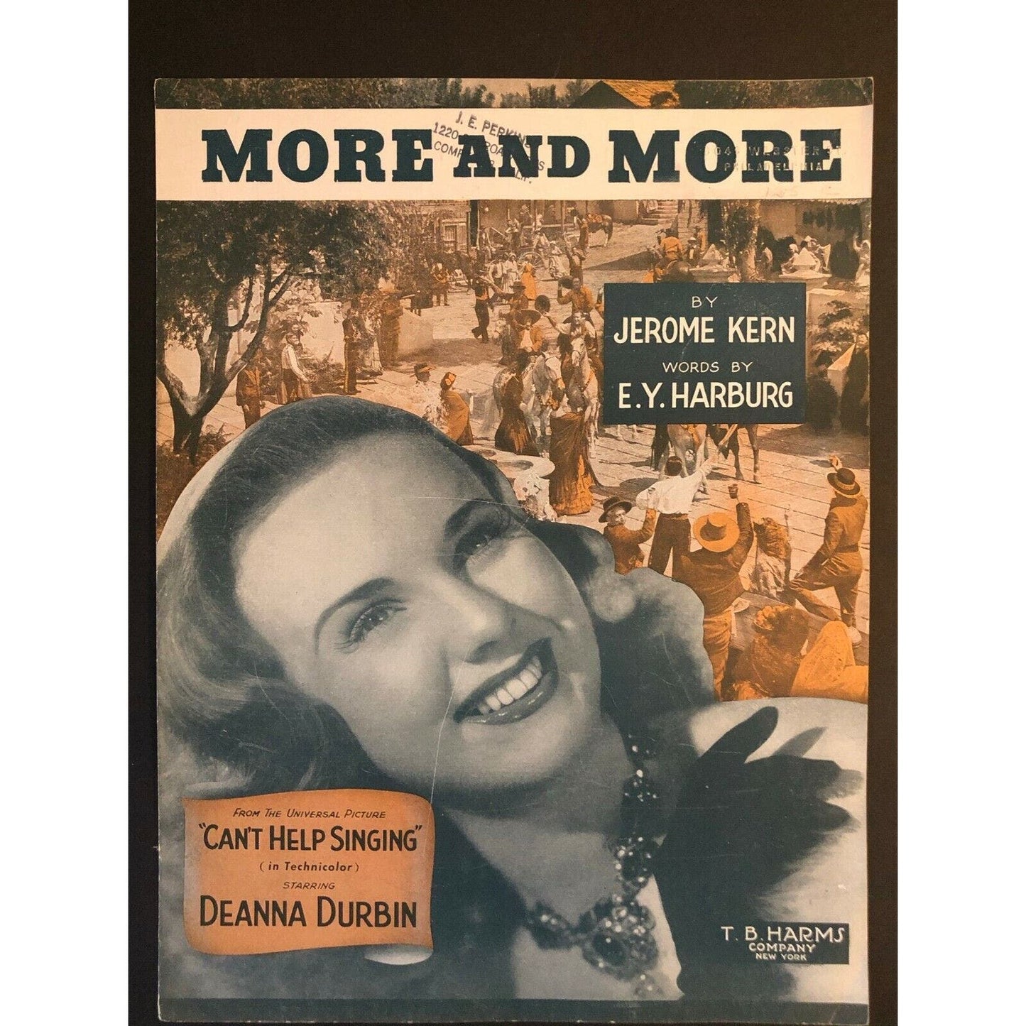 Vintage 1944 Sheet Music "More and More" from "Can't Help Singing" Jerome Kern