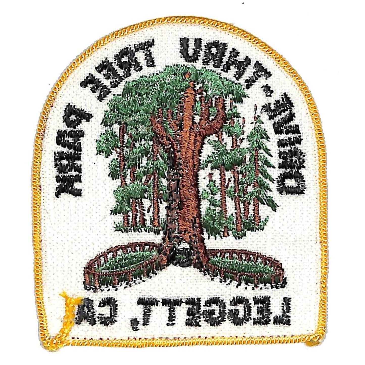 Leggett, CA Drive-Thru Tree Park Vtg Embroidered Patch c1970's-80sNOS 3 3/8"