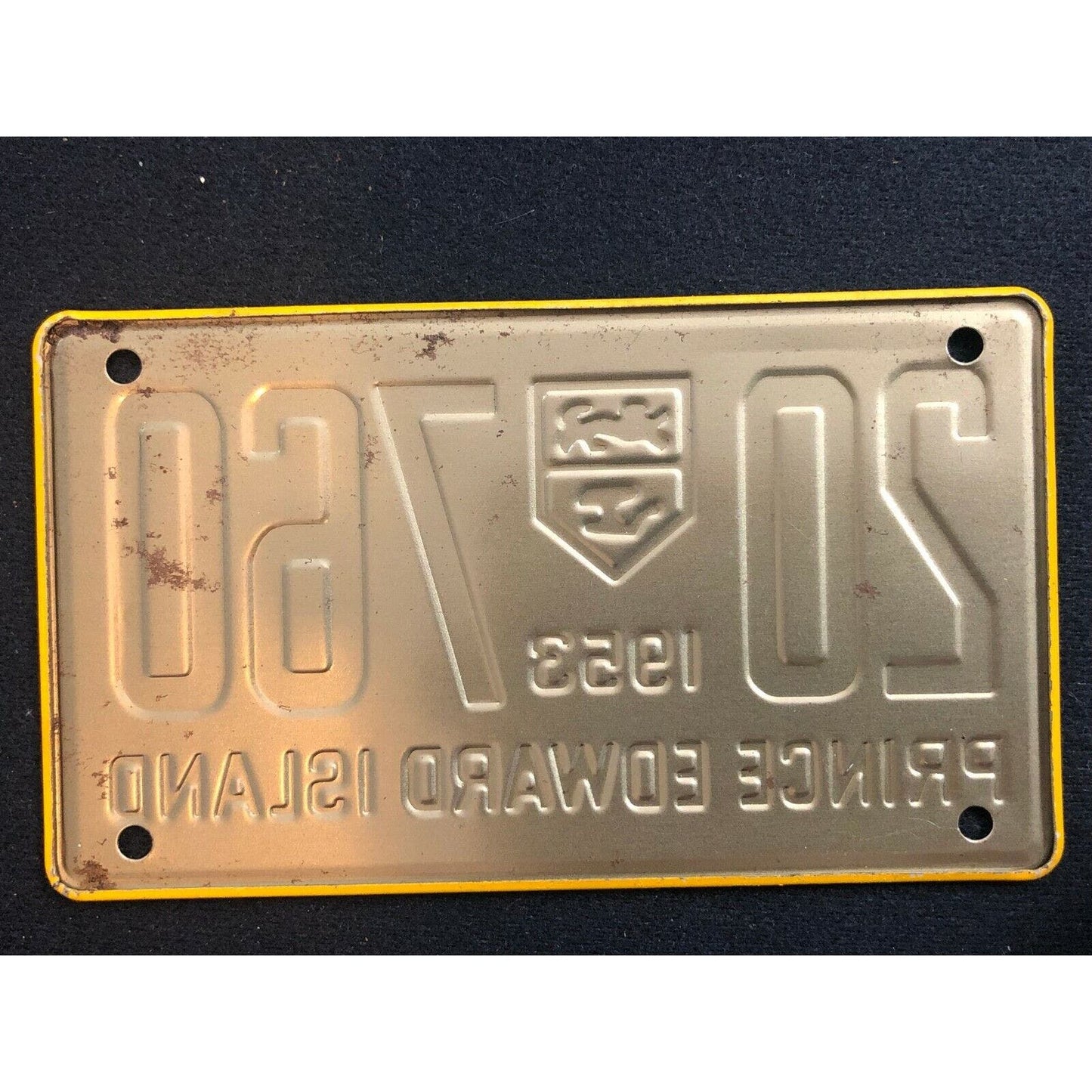1953-54 General Mills Wheaties Tin Mini Bicycle License Plate - Prince Edward Is