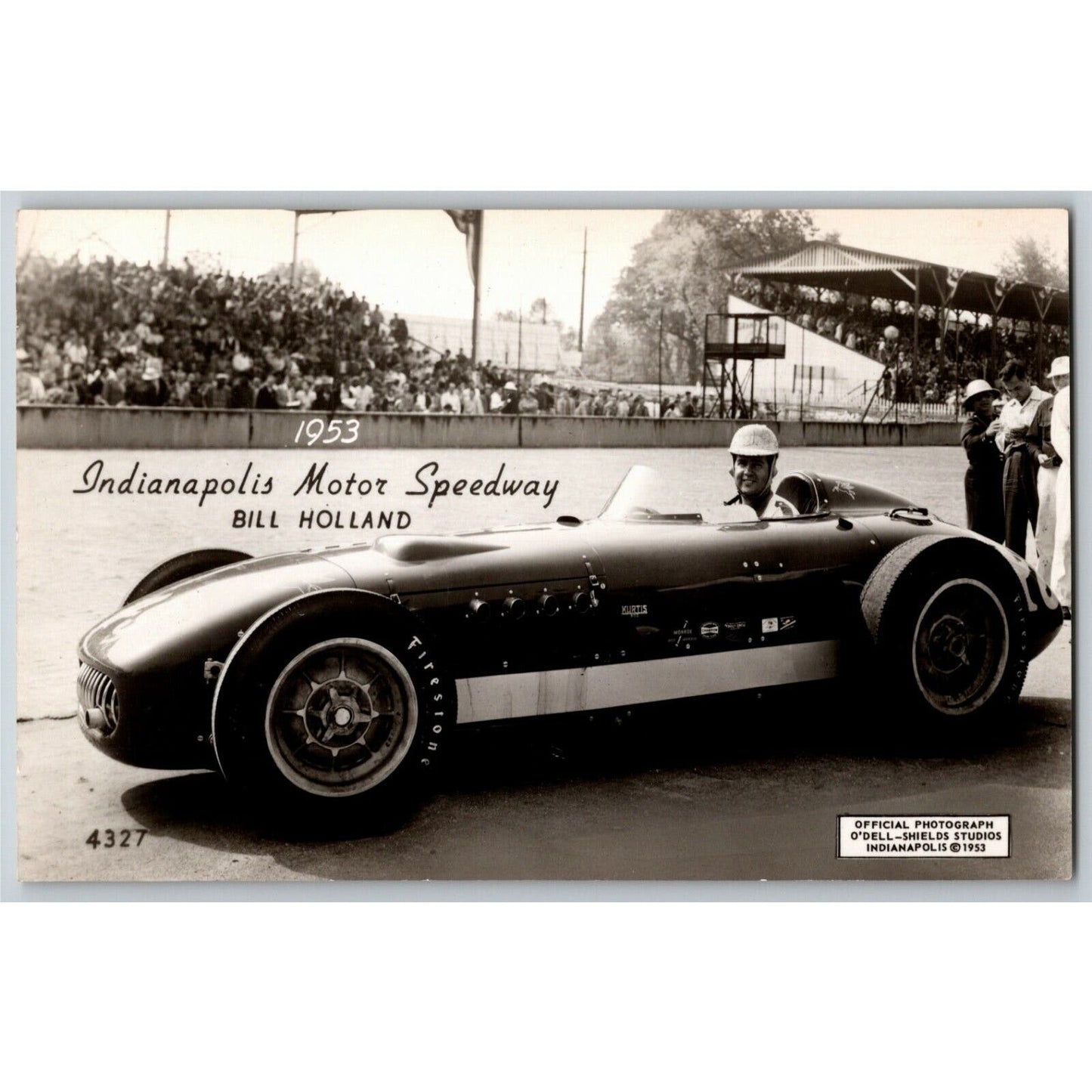 Indy 500 RPPC Postcard "1953 Bill Holland" Official Race Photo Unposted VGC