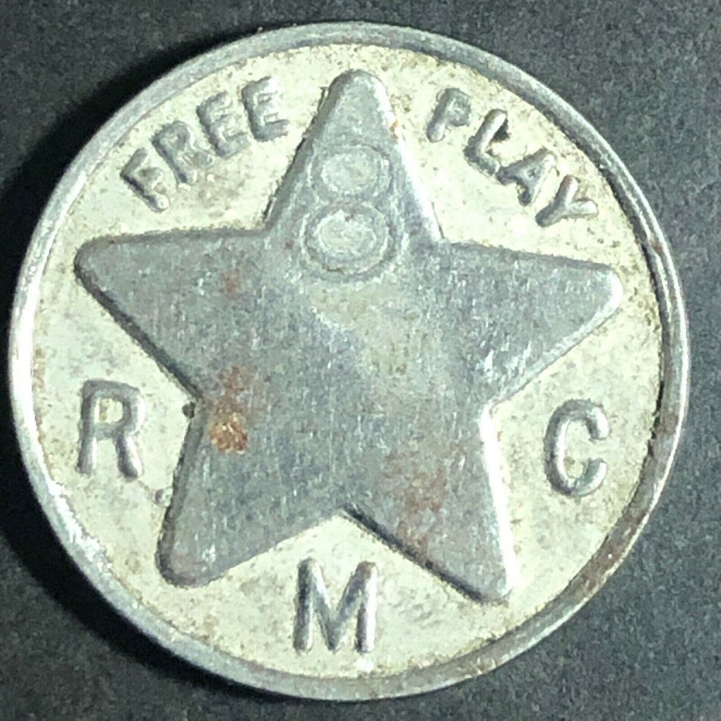 Vintage 22mm Plated Brass? "RMC Large Star Free Play" - Token