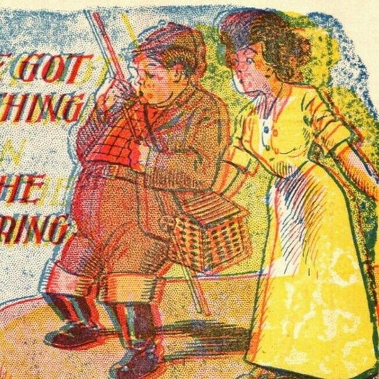 "We've Got Something On The String" c1905 Undivided Comic Fishing Humor Postcard