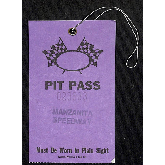 Manzanita Speedway Phoenix, AZ Racing Pit Pass c1970-80's #023633 VGC Scarce