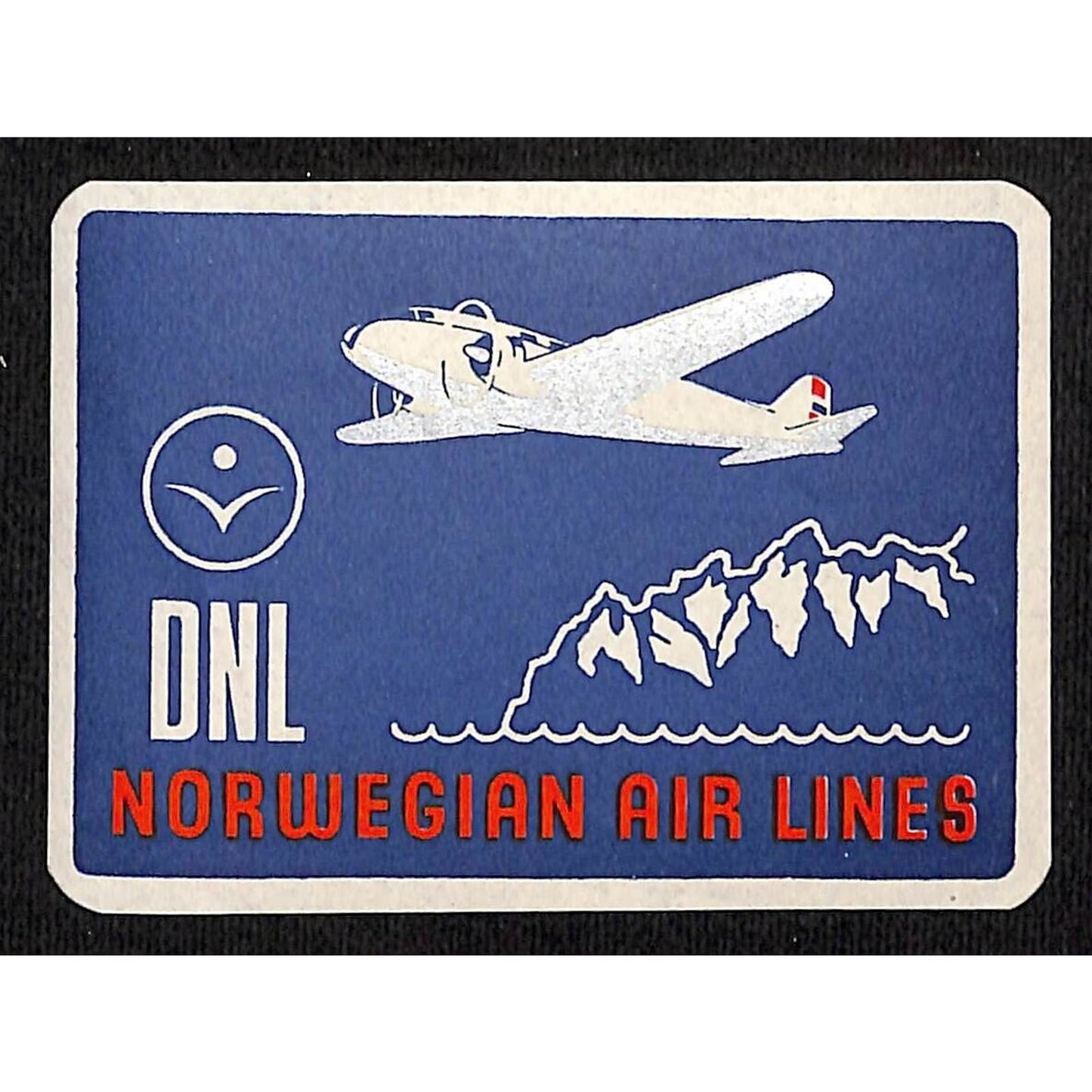 DNL Norwegian Airlines Luggage Label w/ Mountains / Ocean Water