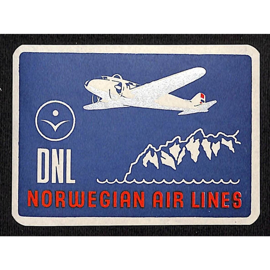 DNL Norwegian Airlines Luggage Label w/ Mountains / Ocean Water
