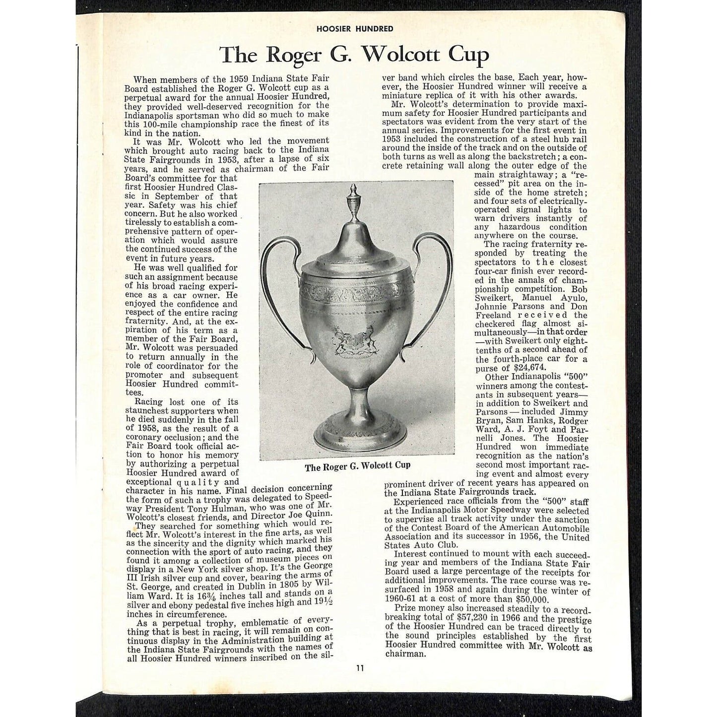 Scarce Sept 9 1967 USAC Hoosier Hundred Auto Racing Program Indiana Fairgrounds