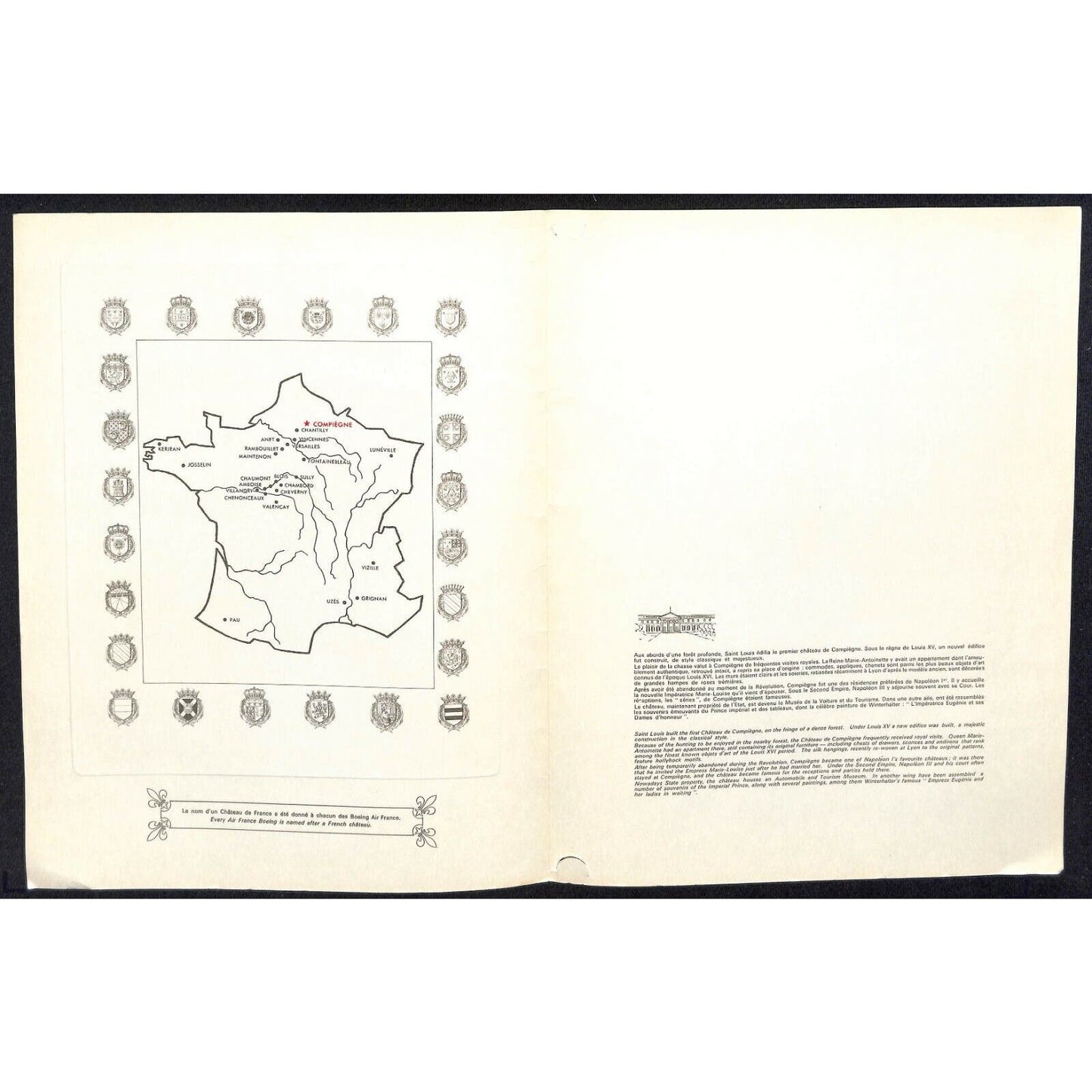 1965 Air France "German Club of Hollywood" Special Flight Frankfurt Dinner Menu