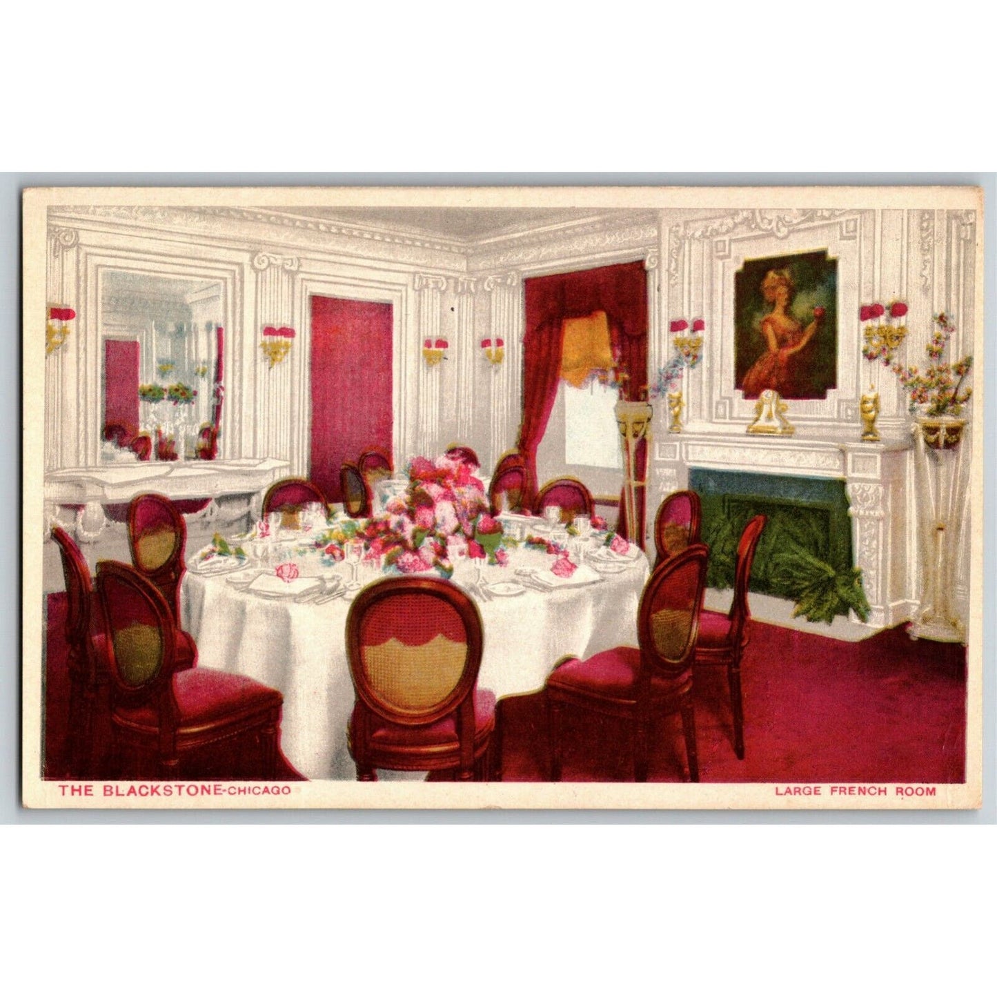 "The Blackstone" Large French Room Chicago - Vintage Postcard NP