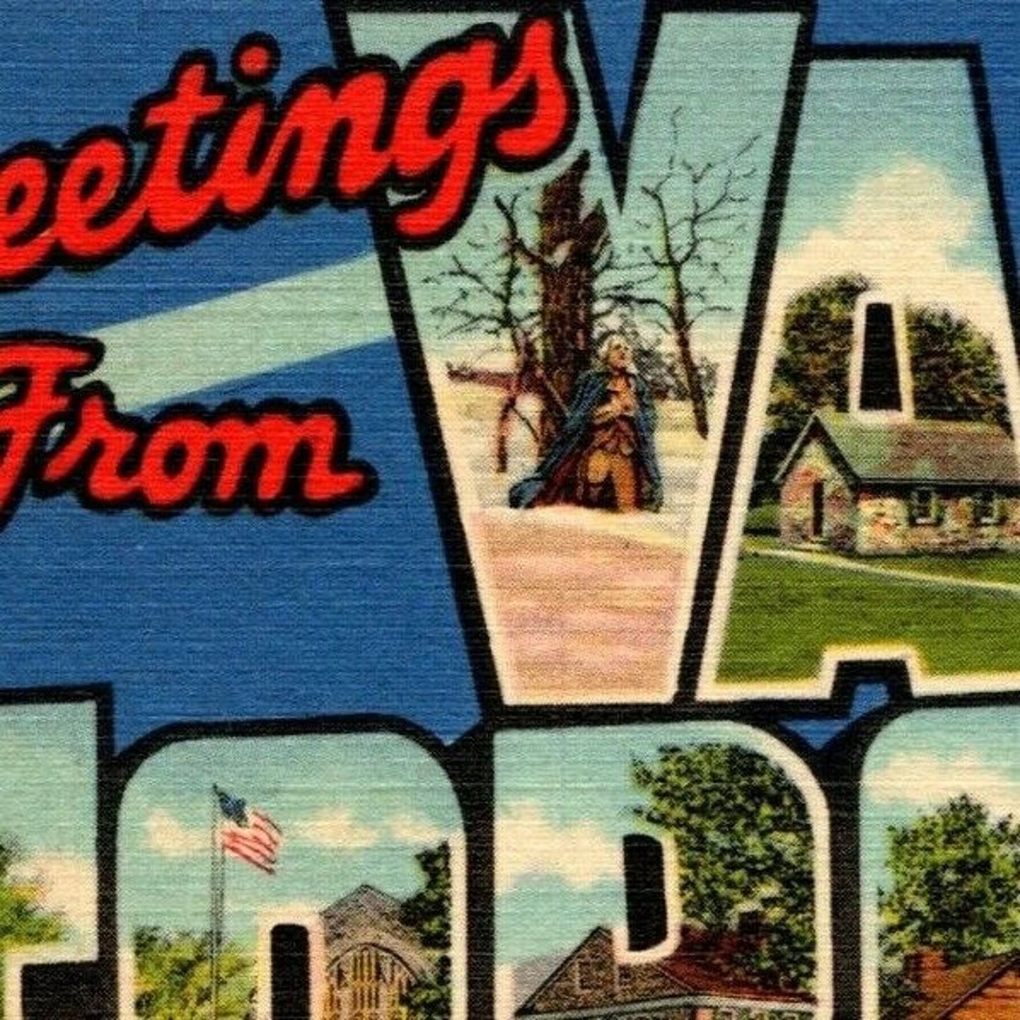 Vintage Linen Large Letter Postcard "Greetings From Valley Forge, PA" UNP VGC